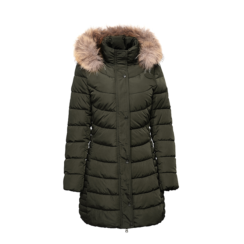 дамско топло палто с подвижна качулка и яке от естествена кожа \/ пух